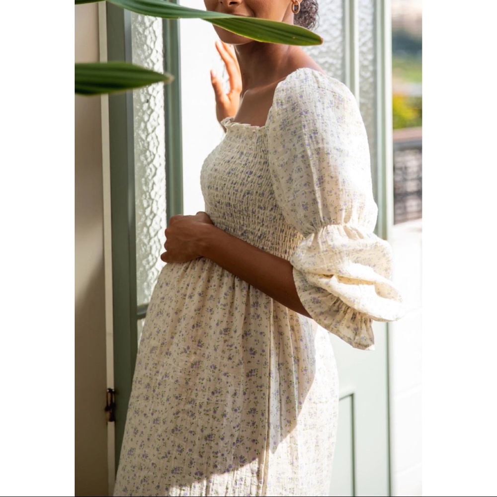 Nothing Fits But “Yuki” Dress in Purple Floral Gauze 💜🤰